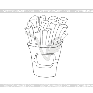 French fries potato. Sketched fast food - vector image