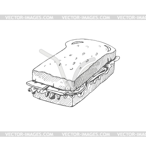 Sandwich outline drawing. Great for restaurant - vector clipart