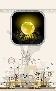 Sphere as button. Hi-tech abstract background - vector clipart