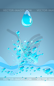 Blue water splash,  - vector clipart