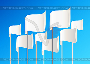 White flags on blue background - vector image