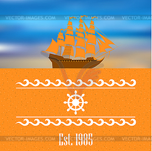 Логотип парусника для яхт-клуба или марины - стоковое векторное изображение