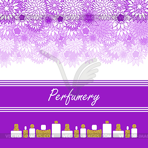 Perfume bottles with stippled effect. Gold - vector image