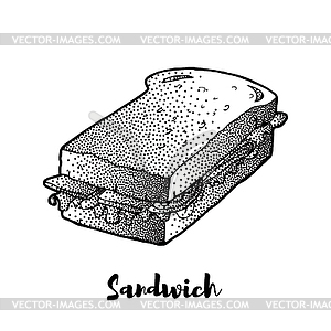 Sandwich hand drawing. Great for restaurant menu - vector image