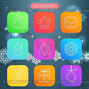 Christmas and Winter icons collection. Thin line - vector clipart