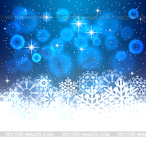 Abstract Christmas Background. Snowflakes, night sky - vector image