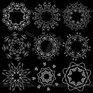 Beautiful ornamental rosettes set. For ethnic or - vector clipart