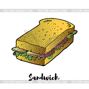 Сэндвич рука рисунок эскиз. Отлично подходит для ресторана - клипарт в векторном формате