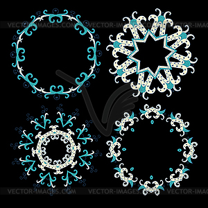 Beautiful ornamental rosettes set. For ethnic or - vector image