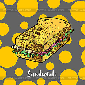 Sandwich hand drawing sketch. Great for restaurant - vector clip art