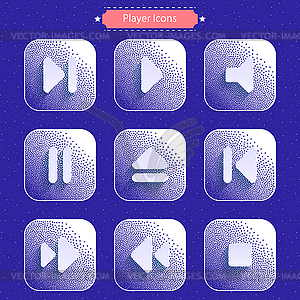 Icons for media player - color vector clipart