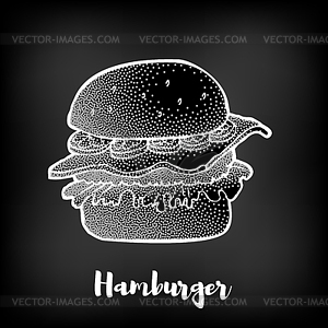 Hamburger on chalkboard - vector clip art