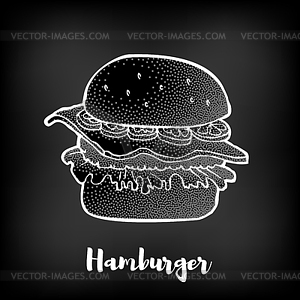 Hamburger on chalkboard - vector clipart