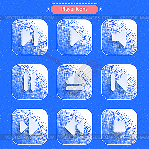 Иконки для медиаплеера. Точечный фон - графика в векторе