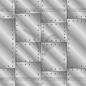 Seamless texture with riveted metal sheets - stock vector clipart