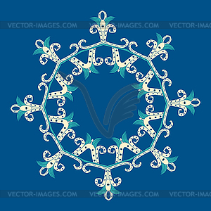 Gold color round abstract ethnic ornament mandala. - royalty-free vector clipart