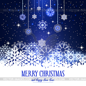 Holiday greeting with snowflake background - color vector clipart