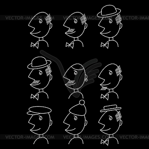 Cartoon man talking. Set of different faces. Man - vector clipart / vector image