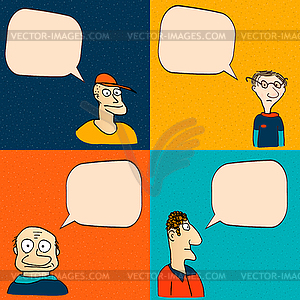 Comic faces with speech bubbles - vector image