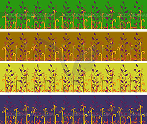 Floral banners with hand-drawn elements - vector clip art
