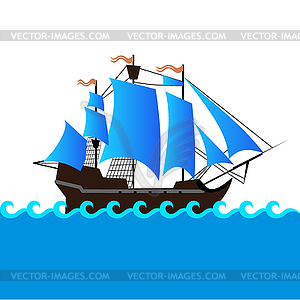 Ship with separate editable elements - vector clipart