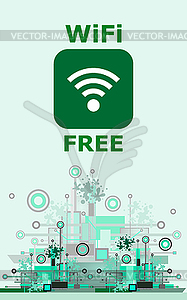 Бесплатный Wi-Fi знак с квадратной иконой стиля на Hi-Tech - цветной векторный клипарт