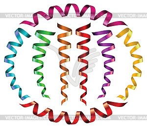 Разноцветные рождественские серпантин ленты - изображение в векторном виде
