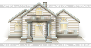 Wooden cottage house layout  - color vector clipart