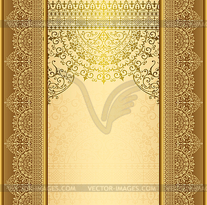 Background oriental gold with lace ornaments - vector clip art