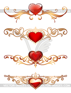 Ornamental borders with hearts - vector EPS clipart