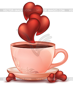 A cup of hot chocolate with hearts - vector clipart