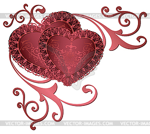 Ornamental borders with hearts - vector clipart