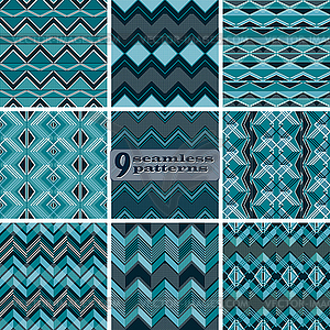 Set of seamless geometric patterns with zigzag and - stock vector clipart