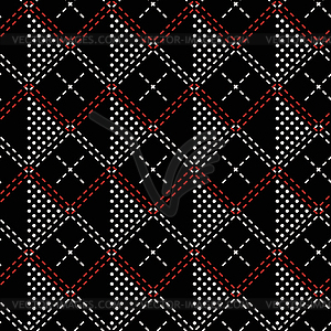 Seamless pattern of dots and intersecting double - vector clipart