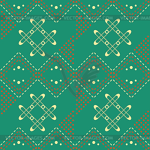 Seamless geometric pattern of dots and dashed lines - vector clipart