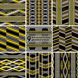 Retro fashion seamless geometric prints collection - vector clipart