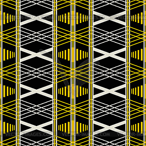 Seamless geometric retro pattern in yellow, black, - stock vector clipart