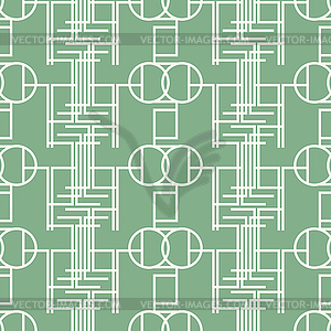 Seamless mint green pattern of multiple bent lines - vector clipart