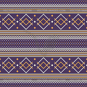 Folk style seamless geometric ornament violet and - vector image