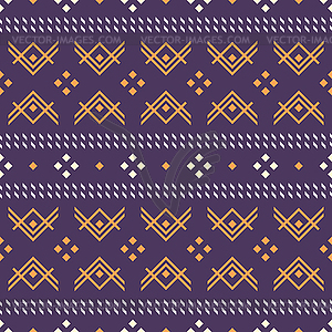 Violet and orange seamless geometric rustic ornament - vector clip art