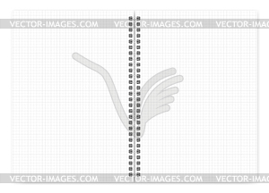 Spiral bound notebook with squared pages spread moc - vector clip art