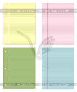 Hole punched colored filler paper for 3 ring - vector image