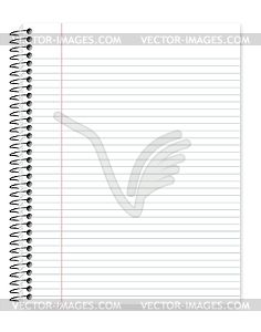 Wirebound lined notebook with margin, mock up - vector image