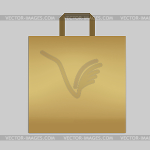 Golden colored square paper shopping bag with - royalty-free vector clipart