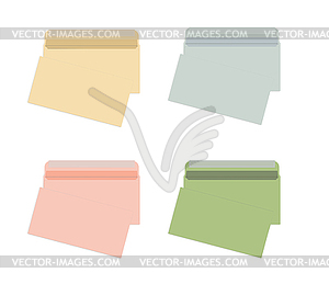 Набор цветных самоклеящихся конвертов, moc - векторное изображение клипарта