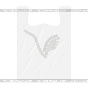 Blank merchandise plastic T-shirt bag, mockup - vector clipart