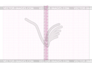 Grid lined wire bound notebook with pink spiral, - vector clipart