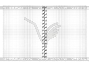 Open grid lined wire bound notebook with metal - vector image