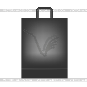 Black shopping or merchandise bag with handle, - vector image