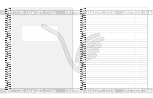Metal spiral binding lined letter format notebook, - vector clip art